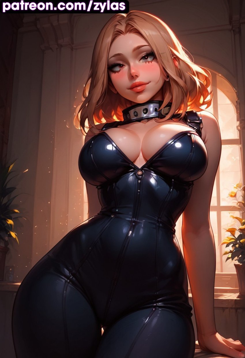 ai_generated big_breasts blush boku_no_hero_academia camie_utsushimi cleavage hero_outfit_(mha) looking_at_viewer milf my_hero_academia ryuuziken01 schoolgirl smile