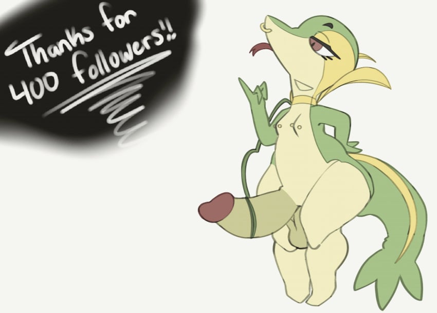 animated anthro big_penis generation_5_pokemon genitals maddestmario male masturbation nintendo penis pokemon pokemon_(species) reptile scalie short_playtime snake snivy solo