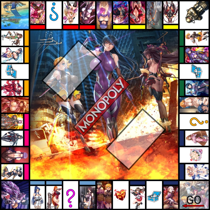 big_breasts board_game bodysuit breasts edit edited igawa_asagi igawa_sakura mizuki_yukikaze monopoly taimanin_(series) taimanin_asagi taimanin_yukikaze