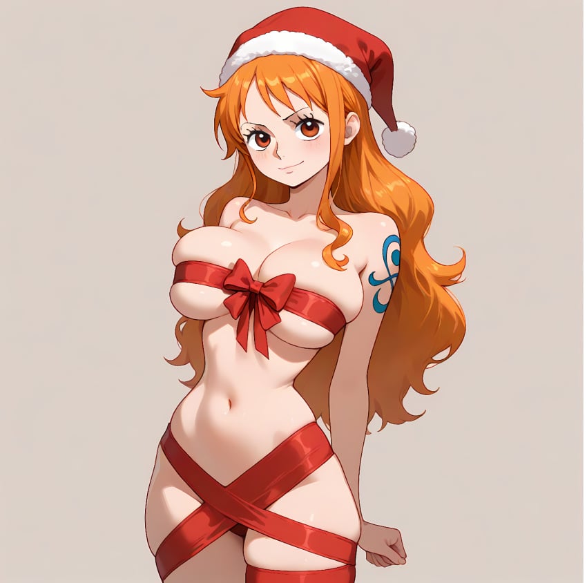 ai_generated christmas_outfit female female_only nami_(one_piece) one_piece radiant659