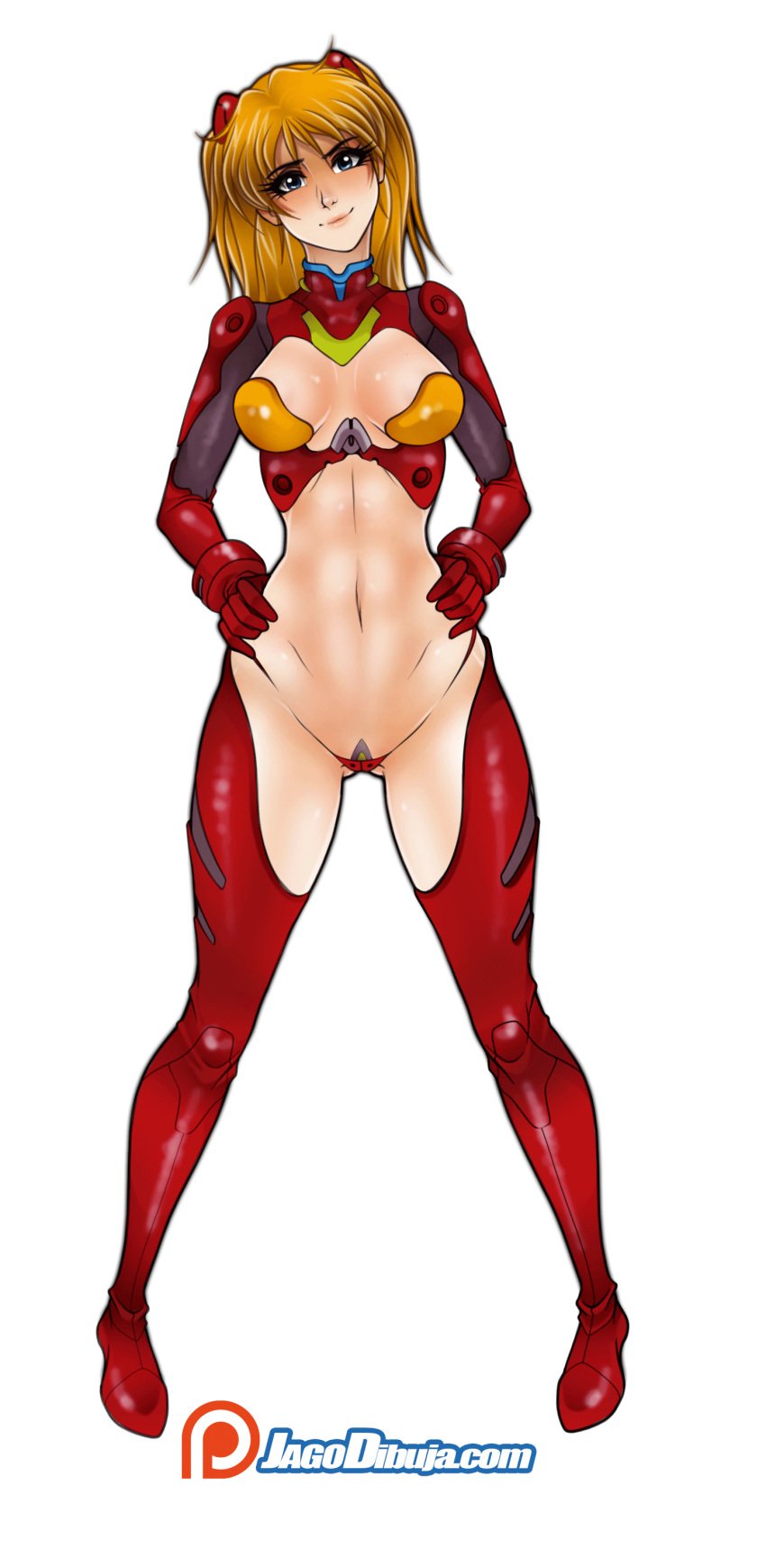 1girls animated animated_gif asuka_langley_sohryu blue_eyes blush clothing female female_only gif jago_dibuja medium_breasts neon_genesis_evangelion red_hair slideshow smile solo