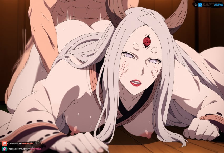 ai_generated big_breasts female horns juanpiamvs kaguya_otsutsuki long_hair naruto naruto_(series) naruto_shippuden otsutsuki_kaguya patreon patreon_username penetration sex sex_on_floor silver_eyes silver_hair subscribestar subscribestar_username watermark