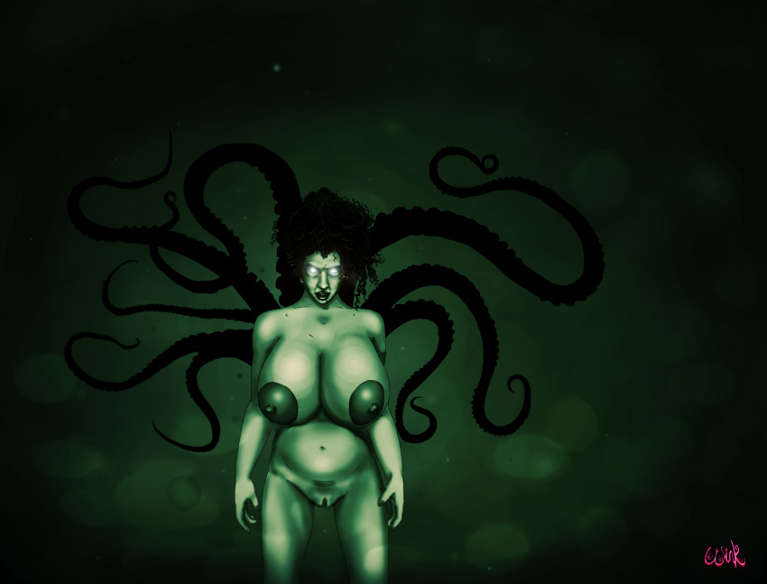 areolae black_hair breasts horror huge_breasts mermaid monster monster_girl myth pussy scary sea tentacle thewink water