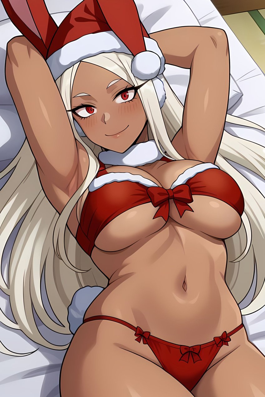 ai_generated armpit bnha boku_no_hero_academia bra breasts candid christmas female lingerie mha mirko my_hero_academia panties pinku pinku.ai pinkuai sexy underboob wallpaper