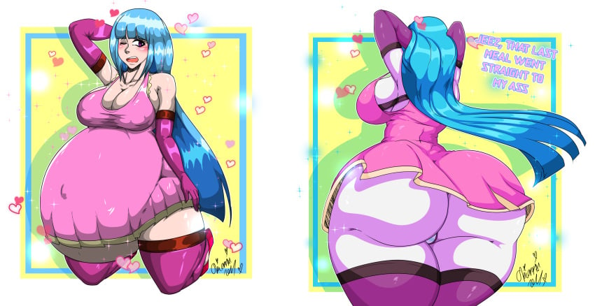 ass ass_expansion big_ass big_belly big_breasts blue_hair breasts bubble_butt dat_ass dumptruck_ass fat_ass female_pred huge_ass huge_breasts long_hair male_prey massive_ass me!me!me! meme_(me!me!me!) okioppai thick_ass thick_thighs thigh_expansion thighhighs vore vore_belly weight_gain