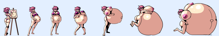 1girls ass belly_expansion big_ass big_breasts bra breast_expansion breasts female female_only huge_breasts hyper hyper_belly hyper_pregnancy long_ears maliki nipples pink_hair pregnant pyradk ready_to_pop red_eyes short_hair tagme