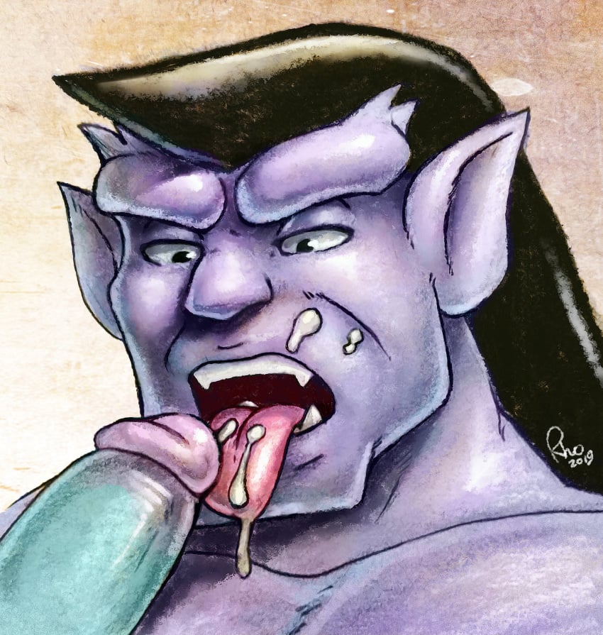 cum cum_in_mouth disney gargoyle gargoyles gay goliath_(gargoyles) male male/male male_only omegaro oral oral_sex penis rho_art yaoi