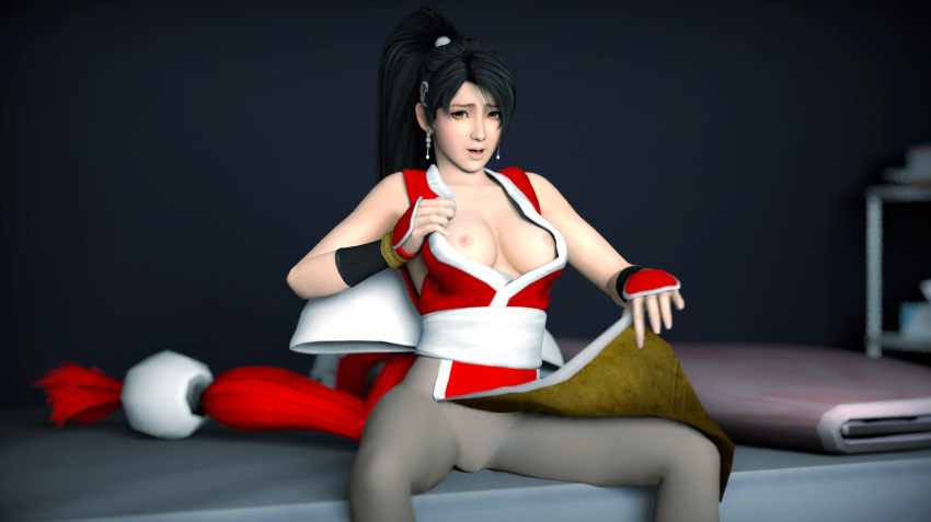 3d areolae breasts dead_or_alive exposed_breasts fatal_fury king_of_fighters kunoichi mai_shiranui mai_shiranui_(cosplay) momiji_(ninja_gaiden) ninja_gaiden nipples no_panties pussy snk tecmo