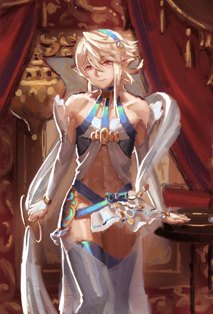 1boy androgynous blonde_hair corrin_(fire_emblem) corrin_(fire_emblem)_(male) cute_male elf_ears femboy fire_emblem fire_emblem_fates fire_emblem_heroes girly nintendo penis_under_loincloth pointy_ears samsara samsara_(shuukeura) solo tagme trap