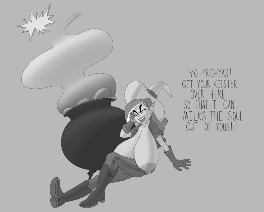 big_breasts breasts cartoon_network cauldron clothing dialog dialogue dirty_talk expansion female gardenminttea huge_breasts magic magic_user magical_girl mighty_magiswords monochrome no_color phone phone_call tagme witch witch_hat witchy_simone