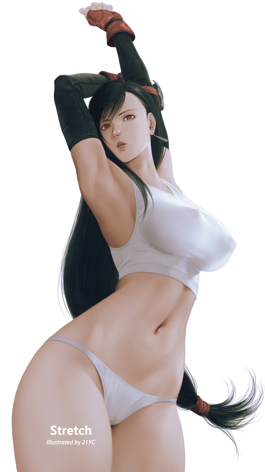 1girls 21yc big_breasts breasts cleavage erect_nipples female female_only final_fantasy final_fantasy_vii large_breasts nipples panties solo tifa_lockhart