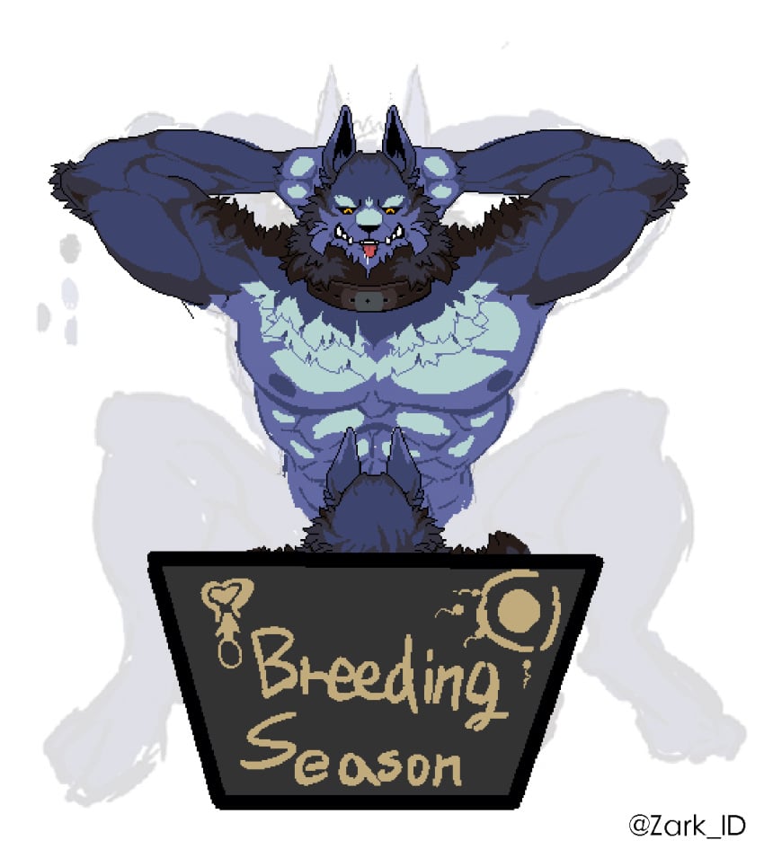 blowjob breeding_season canid_humanoid gay male male/male male_werewolf muscle pixel_art werewolf wolfman zark