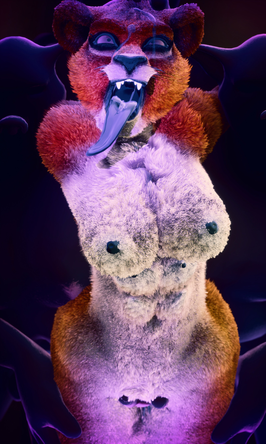 3d absurd_res breasts felid feline female fur furrier hi_res lion mammal nipples pantherine