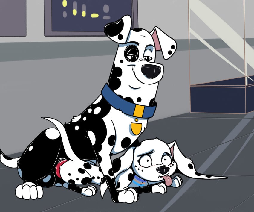 101_dalmatian_street 101_dalmatians 2019 absurd_res animal_genitalia animal_penis balls black_body black_fur canid canine canis collar dalmatian daughter disney domestic_dog father father_and_child father_and_daughter female feral fur hi_res hypergal incest knot male mammal multicolored_body multicolored_fur parent parent_and_child penis questionable_consent smile spots spotted_body spotted_fur straight tongue tongue_out two_tone_body two_tone_fur white_body white_fur young