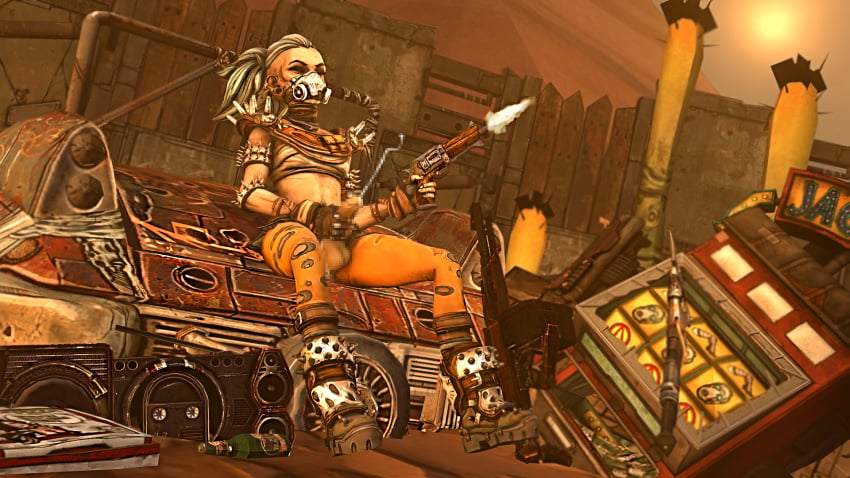 3d 3d_(artwork) borderlands borderlands_3 censored cum detailed_background ejaculation female_psycho_(borderlands) firearm fleshlight futa_only futanari gun handgun human intersex masturbation multitasking psycho_(borderlands) revolver sgtnewsboy weapon