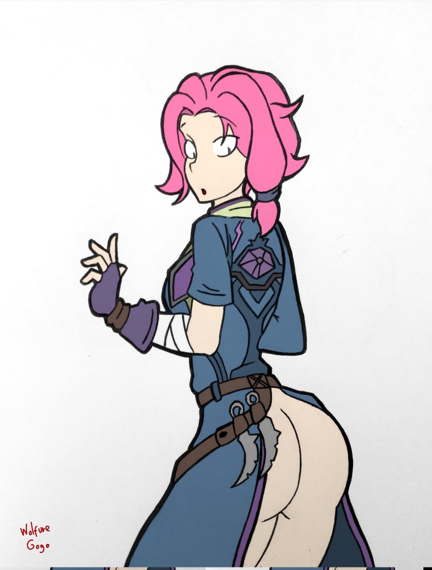 1girls ass female maeve_(paladins) paladins pink_hair solo tagme wolfuregogo