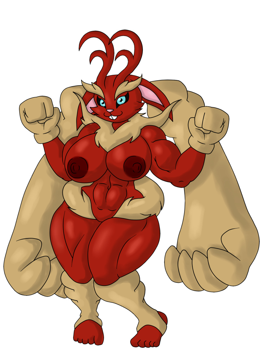 1girls abs alternate_color anthro anthrofied artist_request ass big_breasts big_butt big_ears breasts buckteeth eye_contact female female_only fur horn huge_breasts hyper jackalope lagomorph leporid looking_at_viewer mammal muscular neck_fur nintendo nipples nude original_character pokémon_(species) pokemon pokemon_dppt rabbit simple_background smile solo source_request thick_thighs video_games what wide_hips