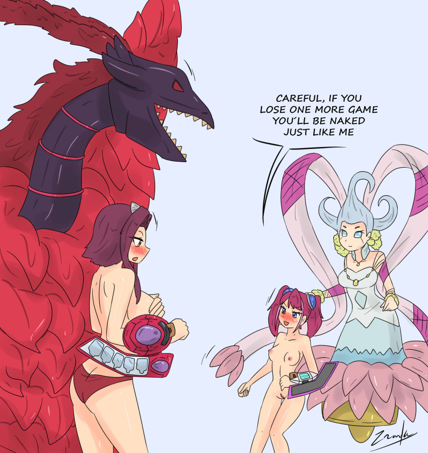 akiza_izinski clothing duel_disk duel_monster female female_only hiiragi_yuzu izayoi_aki nude panties shonen_jump shounen_jump shueisha yu-gi-oh! yu-gi-oh!_5d's yu-gi-oh!_arc-v yuu-gi-ou yuu-gi-ou_5d's yuu-gi-ou_arc-v yuzu_hiiragi zronku zuzu_boyle