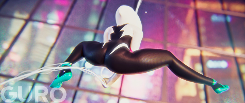 3d big_ass big_butt bodysuit breasts bubble_butt busty fit fit_female gribabos gurobase gwen_stacy gwen_stacy_(spider-verse) hood hourglass_figure marvel marvel_comics pussy skin_tight small_breasts spider-gwen spider-man_(series) tagme wide_hips