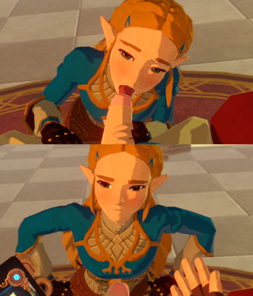 1boy 1girls blonde_hair breath_of_the_wild clothed_female_nude_male elf fellatio female handjob hylian male nodusfm oral pale-skinned_male pale_skin penis pointy_ears princess_zelda straight the_legend_of_zelda the_legend_of_zelda:_breath_of_the_wild tongue_out zelda_(breath_of_the_wild)