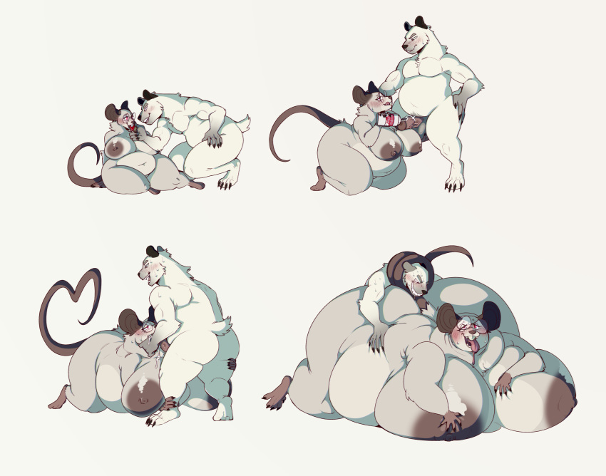 2019 4_toes 5_fingers absurd_res ambiguous_penetration anthro anthro_on_anthro areola ass ball ball_grab balls belly belly_grab big_areola big_balls big_belly big_breasts big_butt black_nose blush bodily_fluids breast_rest breasts buckteeth claws crouching deep_navel donitkitt drooling duo eating erection expansion eye_contact eye_roll eyelashes fangs feeding fellatio female female_penetrated finger_in_mouth fingers food food_play from_behind_position fruit fur glans grey_body grey_fur growth half-closed_eyes hand_behind_head hand_on_breast hand_on_thigh heart_tail hi_res holding_ball holding_food holding_object huge_breasts huge_butt humanoid_penis kneeling larger_female licking licking_lips looking_at_another looking_down looking_pleasured looking_up lying male male_penetrating mammal nah narrowed_eyes navel neck_tuft nipples nude obese obese_female on_front open_mouth oral oral_penetration overweight overweight_female penetration penile penis plant prehensile_tail purple_eyes rodent round_glasses saliva saliva_string sequence sex sharp_teeth short_tail sitting size_difference slightly_chubby smaller_male smile standing straight strawberry sweat sweatdrop teeth thick_thighs toe_claws toes tongue tongue_out tuft ursid wavy_mouth weight_gain whipped_cream white_body white_fur wide_hips