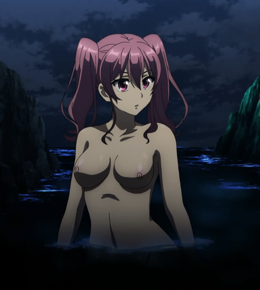 areola areolae breasts female female_focus female_only kyochuu_rettou medium_breasts miura_mami nipples nude nude_female pink_eyes pink_hair screencap solo solo_female solo_focus student tagme the_island_of_giant_insects