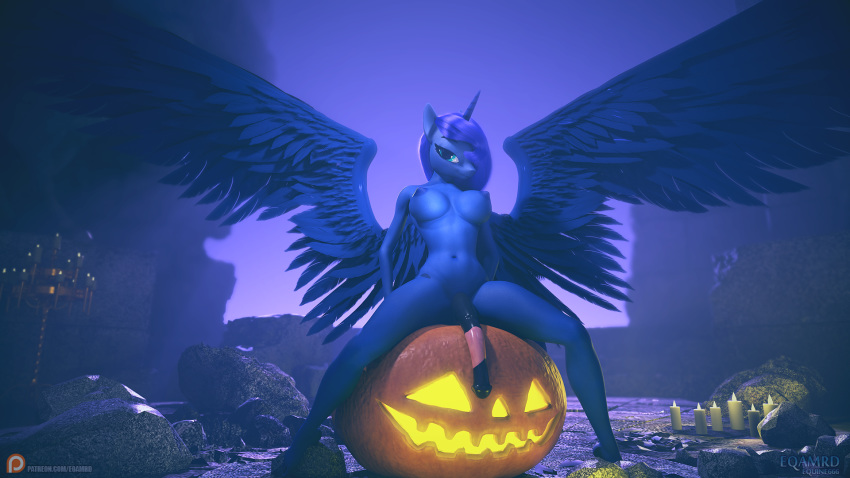 1futa 3d 3d_(artwork) alicorn animal_genitalia animal_penis anthro breasts eqamrd friendship_is_magic furry futa_only futanari glazed_dick halloween holidays horn horsecock intersex looking_at_viewer my_little_pony night nipples nudity penis princess_luna_(mlp) pumpkin sitting sky solo solo_futa spread_wings wings