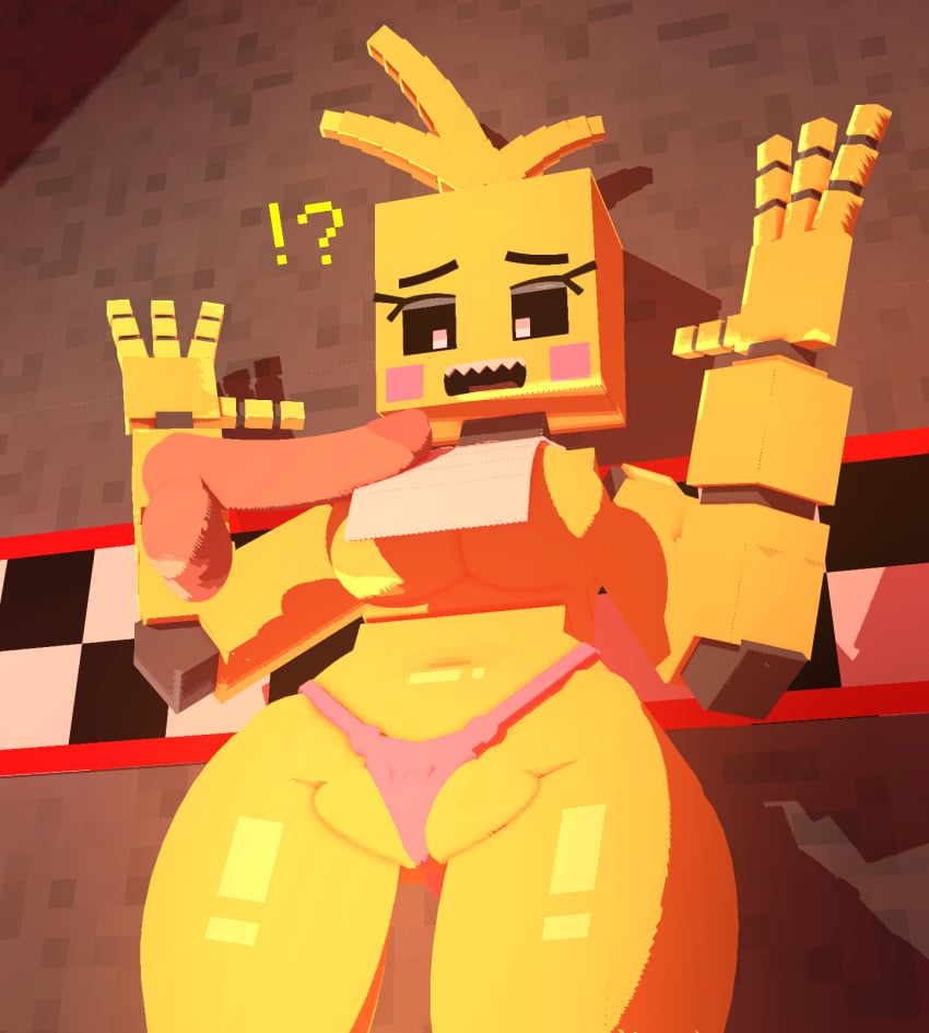 3d big_breasts bird breasts chicken coresvoid dick female female_only five_nights_at_freddy's five_nights_at_freddy's_2 floating_penis fnaf looking_at_penis machine mine-imator minecraft penis robot scottgames sharp_teeth shocked shocked_expression simple_background smooth_skin thick_thighs thighs toy_chica_(fnaf) toy_chica_(love_taste) yellow_body yellow_hair