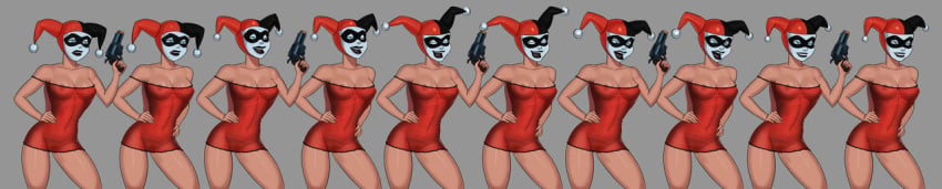 1girls babydoll batman:_the_animated_series batman_(series) blue_eyes breasts dc dc_comics dcau dress female female_only firearm gun handgun harley_quinn harley_quinn_(classic) hourglass_figure large_breasts minidress navel nightgown nightie nipples pop_gun pose poses posing pubic_hair pussy red_dress revolver solo something_unlimited sunsetriders7 transparent_clothing transparent_dress vagina weapon wide_hips