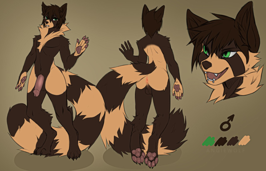 2019 4_toes 5_fingers ailurid angiewolf anthro brown_body brown_fur eyebrows eyelashes fingers fur green_eyes humanoid_penis male male_only mammal model_sheet open_mouth penis red_panda solo solo_male teeth toes tongue