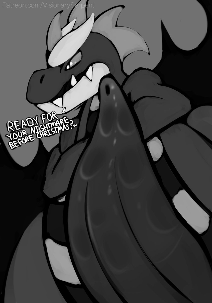 1boy 2019 animal_genitalia animal_penis bodily_fluids crocodilian dialogue dragon erection feraligatr fusion genital_fluids ghost giragatr giratina half-closed_eyes hi_res hybrid legendary_pokémon male male_only monochrome nintendo original_character penis pokémon_(species) pokemon pokemon_dppt pokemon_gsc precum reptile scalie simple_background sketch slit solo tapering_penis text video_games visionaryserpent wings