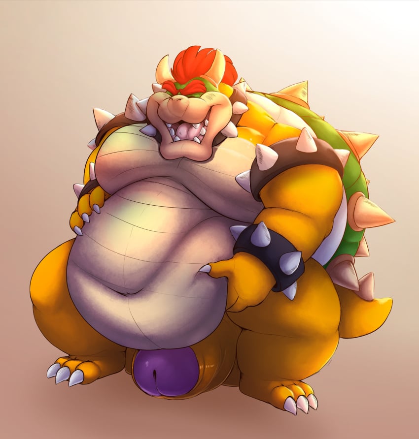 balls belly big_belly big_penis bowser heftyotter humanoid_penis koopa male male_only mario_(series) moobs nintendo obese obese_male overweight overweight_male penis scalie video_games