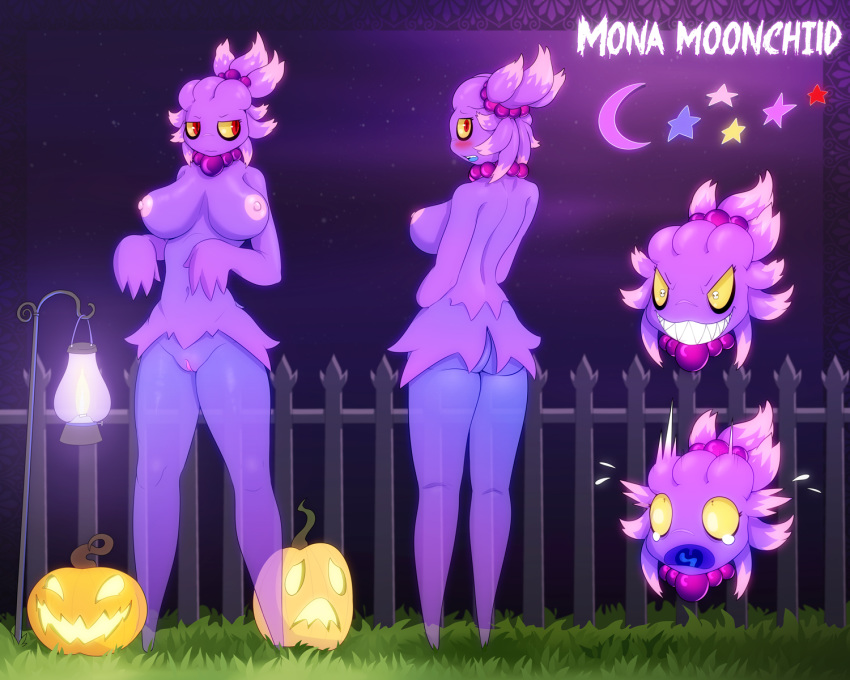 1girls 2019 4_fingers anthro anthrofied areola ass big_breasts blue_tongue blush bodily_fluids breasts crying eyebrows eyelashes female fence fingers ghost grass hair half-closed_eyes hi_res humanoid jack-o'-lantern lantern looking_aside looking_at_viewer looking_back looking_up lysergide mammal misdreavus model_sheet moon navel night night_sky nintendo nipples nude open_mouth original_character outside pokémon_(species) pokemon pokemon_gsc pussy red_eyes sharp_teeth short_hair simple_background skull_eyes sky smile solo spirit standing star starry_sky tears teeth text thick_thighs thigh_gap tied_hair tongue video_games watermark wide_hips yellow_sclera