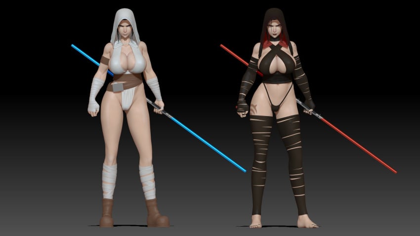 3d armband athletic bare_legs bare_midriff bare_shoulders bare_thighs barefoot belt biceps big_breasts black_hair black_toenails bracelet breasts busty cameltoe cleavage eyelashes female female_focus female_only full_body g-string generalbuta hood hoodie hourglass_figure huge_breasts large_breasts lightsaber lipstick muscles muscular muscular_female nail_polish navel nose_piercing overflowing_breasts panties piercing pinup pose posing red_eyes rey ring sith sith_rey solo standing star_wars tagme tattoo thick_thighs thong tied_hair wide_hips