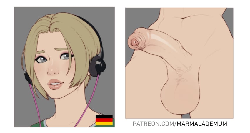 1futa balls big_balls big_penis blonde_hair erect_penis erection foreskin futa_only futanari grey_eyes headphones intact iq_(rainbow_six) marmalademum penis rainbow_six rainbow_six_siege smile solo_futa tagme tom_clancy