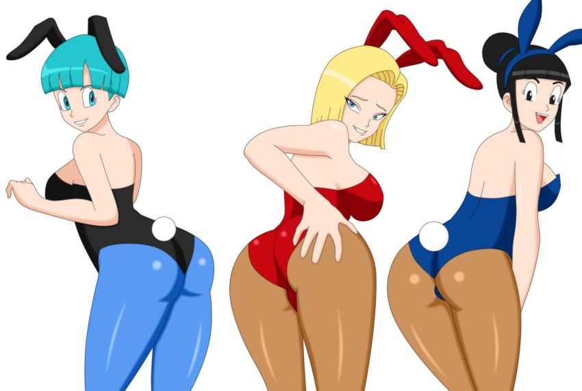 3girls android_18 ass ass_focus ass_out bedroom_eyes big_ass big_breasts bimbo breasts bubble_ass bubble_butt bulma_(bunny) bulma_briefs bunnysuit busty butt butt_focus chichi dat_ass dragon_ball dragon_ball_z female female_focus female_only huge_ass huge_breasts multiple_girls pervyangel seductive self_fondle self_grope showing_ass take_your_pick thick_ass