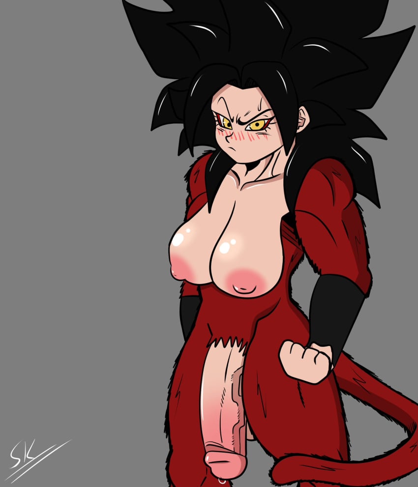 1futa areolae breasts dragon_ball fur futa_only futanari humanoid humanoid_penis kefla light-skinned_futanari light_skin nipples nude pale_skin penis skurigami solo standing super_form super_saiyan_4