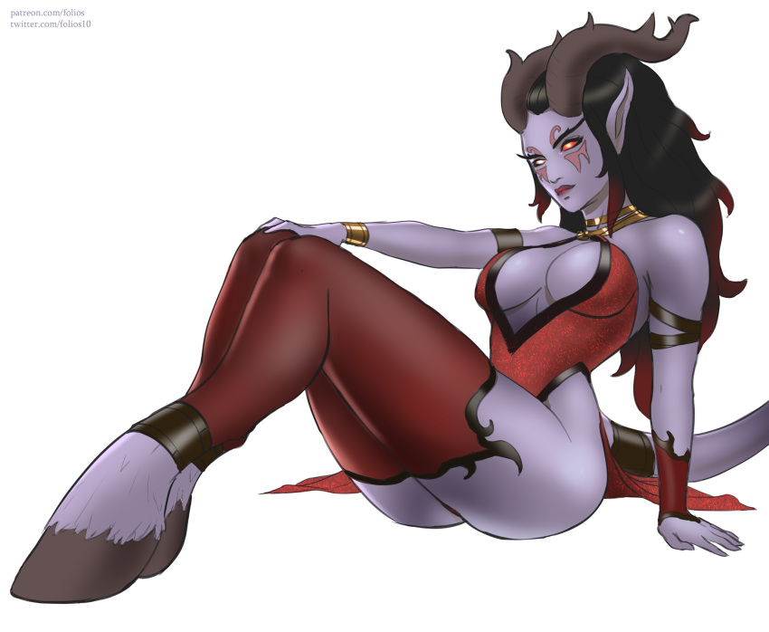 2d breasts draenei folios hooves horns lingerie long_hair stockings world_of_warcraft