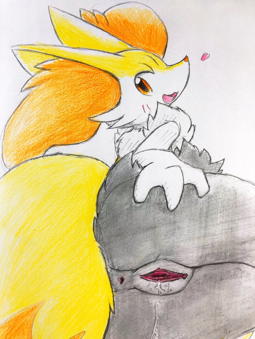 1girls anus ass black_body black_fur blush bodily_fluids braixen canine clitoris colored_pencil_(artwork) dripping ears_back eiroru eye_contact female fur furry genital_fluids heart hi_res inner_ear_fluff long_ears looking_at_viewer looking_back lying nintendo on_side open_mouth pivoted_ears pokémon_(species) pokemon pokemon_(species) pokemon_xy presenting presenting_pussy pussy pussy_juice rear_view red_eyes red_nose sketch smile snout solo spread_butt spreading tail tongue traditional_media_(artwork) tuft video_games white_body white_fur yellow_body yellow_fur yellow_tail