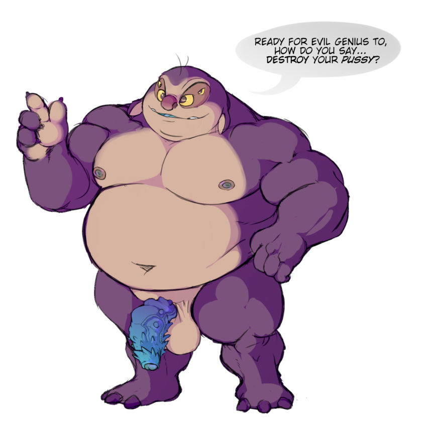 2019 3_toes 4_eyes alien balls barbed_penis blue_penis blue_tongue dialogue disney english_text flaccid humanoid_penis jumba_jookiba kweltikwan lilo_and_stitch male male_only multi_eye musclegut navel nipples nude penis purple_body purple_nose purple_skin simple_background solo speech_bubble standing text toes tongue vein veiny_penis white_background wkd yellow_sclera