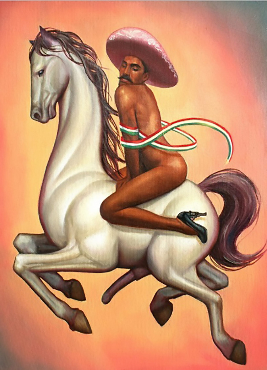 animal_genitalia artist_request high_heels horse horsecock mustache nude parody ribbon sombrero tagme zapata