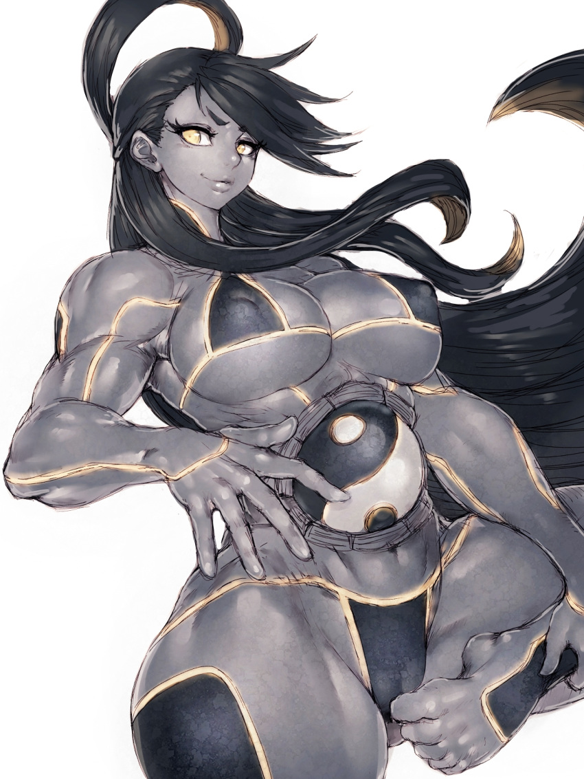 1girls android barefoot bikini black_hair cameltoe canon_genderswap capcom cleavage clothed clothes clothing feet female female_focus female_only fumio_(rsqkr) gender_transformation genderswap_(mtf) grey_skin grin hair huge_breasts large_breasts large_thighs long_hair looking_at_viewer markings muscle muscles muscular muscular_female muscular_thighs naughty_face nipple_bulge partially_clothed plain_background raised_leg robot robot_girl rule_63 seductive seductive_smile seth_(doll_unit_0) seth_(street_fighter) shiny shiny_skin smile smiling smiling_at_viewer solo solo_female street_fighter street_fighter_v thick_thighs thighs white_background wide_hips yellow_eyes yellow_highlights yin_yang ying_yang_symbol