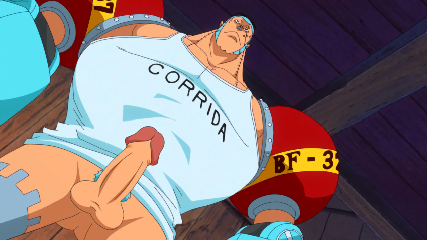 balls blue_hair drawfag drawthread_request edit edited erection franky gay genitals male male_only muscular_male one_piece penis retracted_foreskin screencap screenshot screenshot_edit shirt uncut unknown_artist yaoi