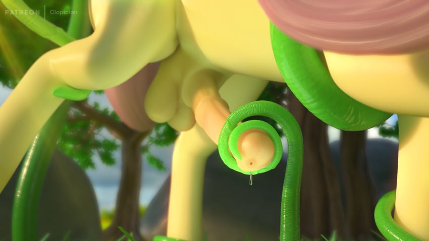 16:9 1futa 2019 3d animal_genitalia animal_penis balls bodily_fluids clopician equid equine feral fluttershy_(mlp) friendship_is_magic furry futa_only futanari futashy genital_fluids hi_res horseballs horsecock intersex mammal my_little_pony outside penis precum solo tentacle tree