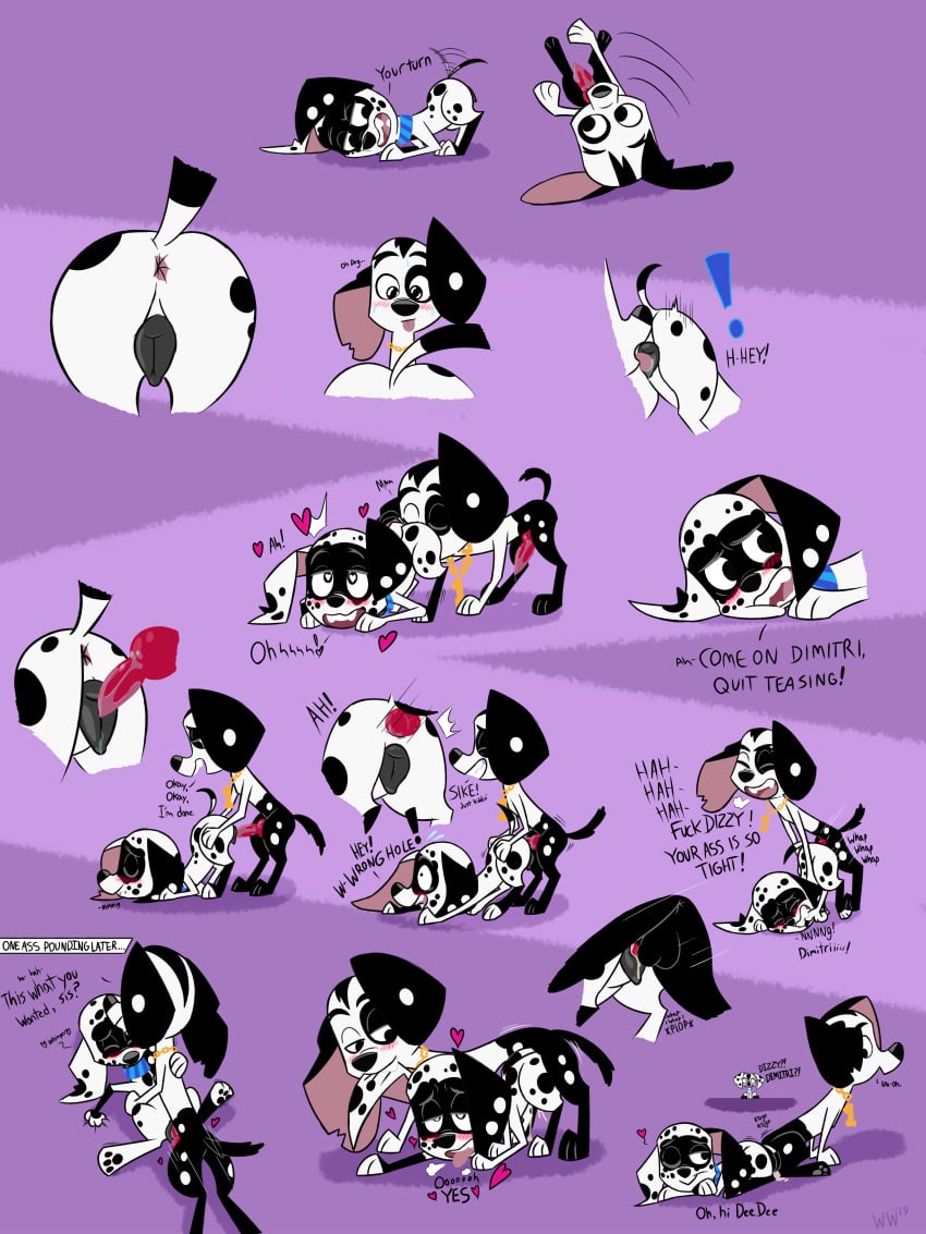 ! <3_eyes 101_dalmatian_street 101_dalmatians 2019 absurd_res anal anal_sex anatomically_correct animal_genitalia animal_penis animal_pussy anus balls bedroom_eyes bite black_body black_fur blush bodily_fluids brother brother_and_sister canid canine canine_penis canine_pussy canis caught collar cum cum_in_pussy cum_inside cunnilingus dalmatian dee_dee_(101_dalmatians) dialogue digital_media_(artwork) dimitri_1_(101_dalmatians) disney dizzy_(101_dalmatians) domestic_dog ear_bite english_text erection female feral fur genital_fluids gold_chain half-closed_eyes heart hi_res incest knot knotting male mammal multicolored_body narrowed_eyes open_mouth oral orgasm penetration penis pussy pussy_juice seductive sex sibling simple_background sister smile spots straight tailwag text tongue tongue_out two_tone_body vaginal_penetration white_body white_fur whitewolf20xx wrong_hole young