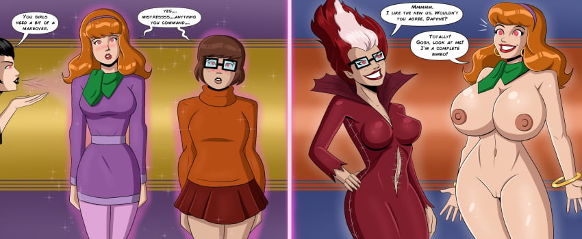 big_breasts bimbo bimbofication breast_expansion breasts corruption daphne_blake glasses hanna-barbera hoop_earrings magic mind_control naked nipples polmanning powder pussy red_hair scooby-doo transformation vampire velma_dinkley velma_von_dinklestein white_hair