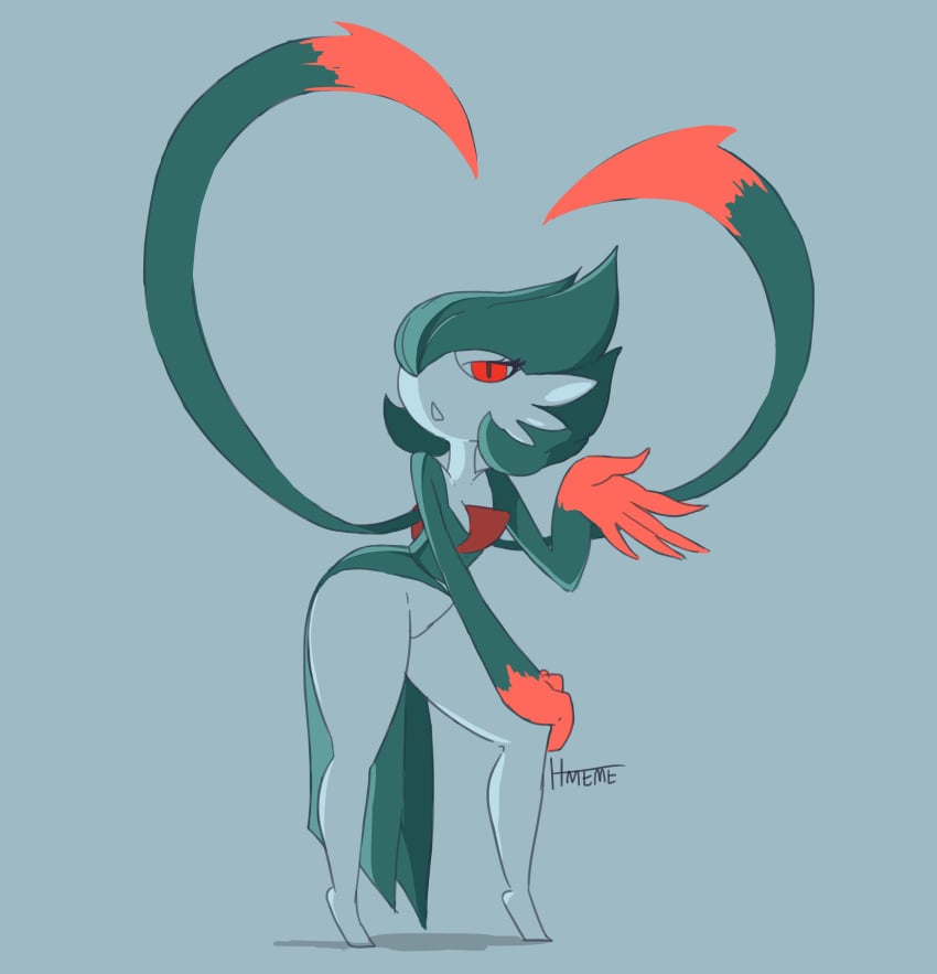 1girls anthro crossover demon_girl evelynn female flat_chest gardevoir hmeme league_of_legends no_breasts pokemon pokemon_(species) pokemon_rse solo succubus thick_thighs wide_hips