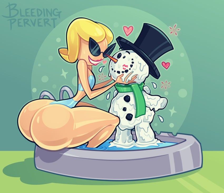 ass big_ass bikini bleedingpervert disney flat_chest kiss_mark knick_knack large_ass melting pixar small_breasts snowglobe snowman sunny_miami thick_thighs