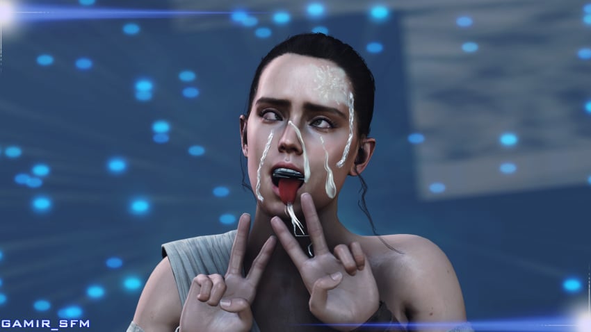 1girls 3d after_sex ahe_gao cum cum_in_mouth cum_on_face eyes eyes_closed facial female female_only front_view gamir_sfm human human_only open_eyes red_tongue rey solo star_wars tagme the_rise_of_skywalker tongue tongue_out upper_body v v_sign