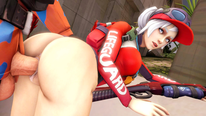 3d alternate_costume ass blue_eyes chibuke doggy_style lian_(paladins) paladins shore_patrol_(paladins) shore_patrol_lian source_filmmaker swimsuit white_hair